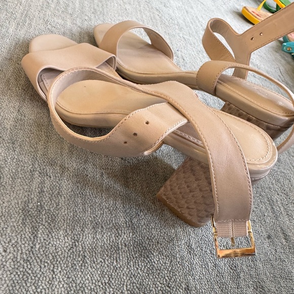 Calvin Klein Tan Block Heel Sandals - Picture 1 of 3